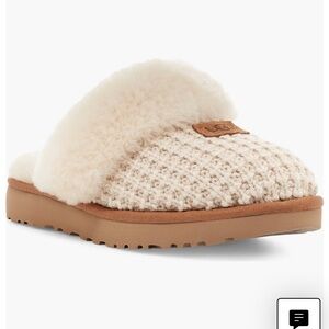 UGG Tan and Cream Knit Shearling Slippers